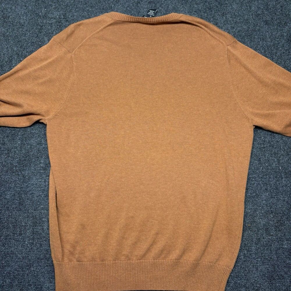 Jos A Bank Signature Collection Sweater Mens M Pima Cotton V-Neck Rust Orange - Picture 3 of 9